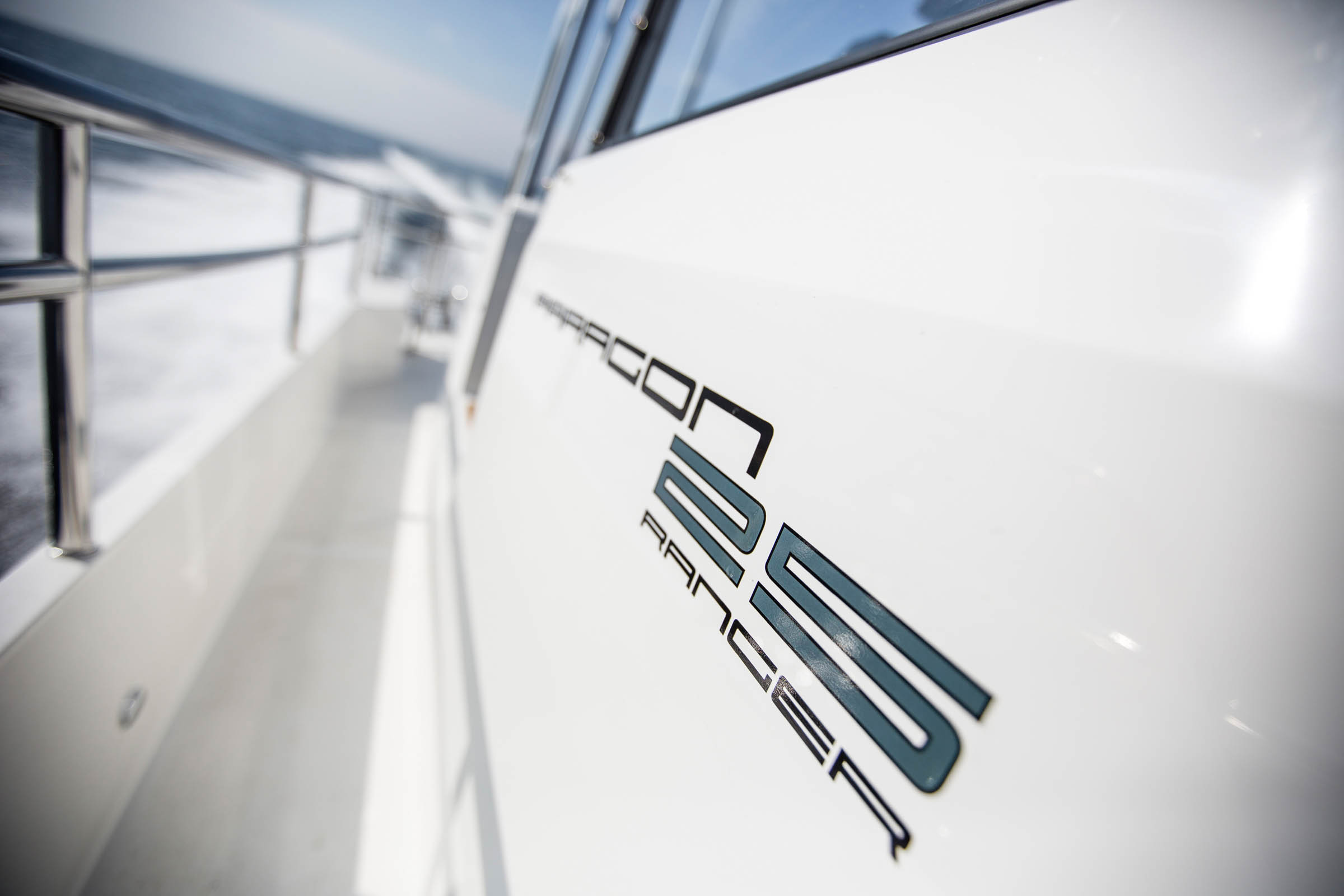 Paragon 25 Ranger logo on a boat